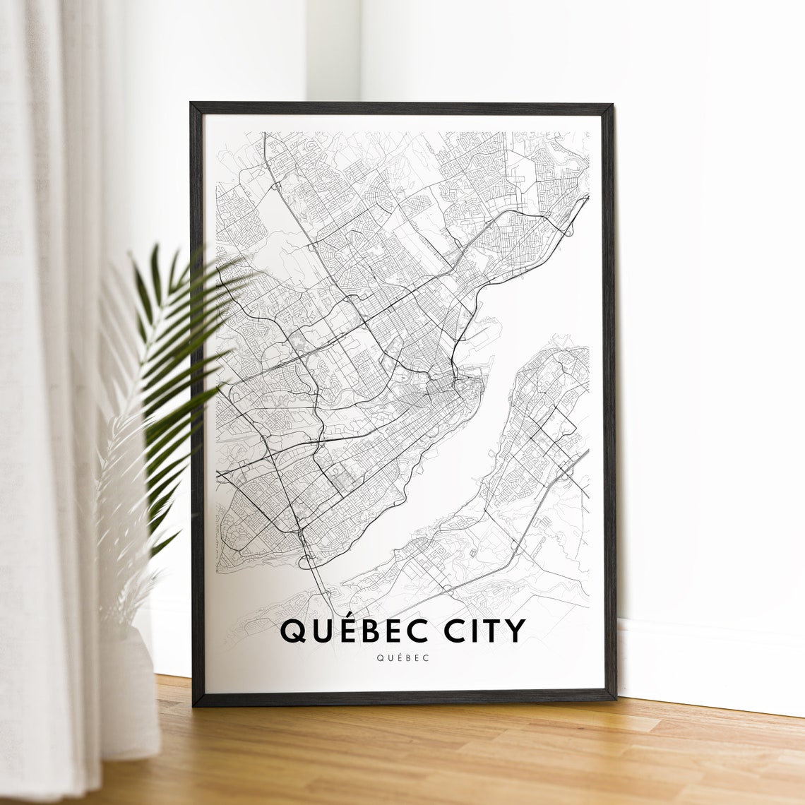 Minimalist Quebec City Black and White Street Map Poster Canada - Image 4