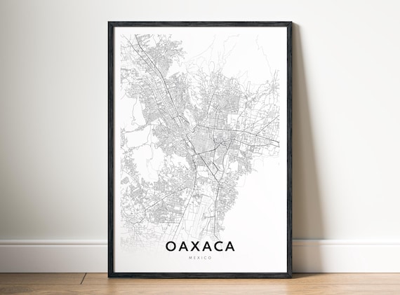 Oaxaca Map Print Mexico Poster Black And White Sketch