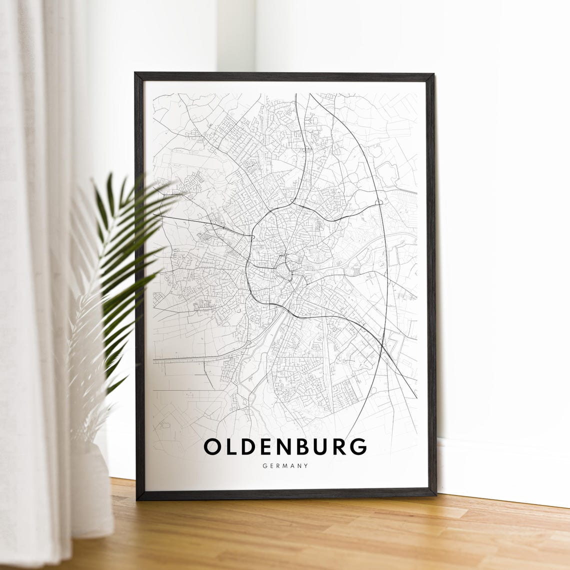 Oldenburg Germany Black And White Minimalist City Map Art Poster - Image 2