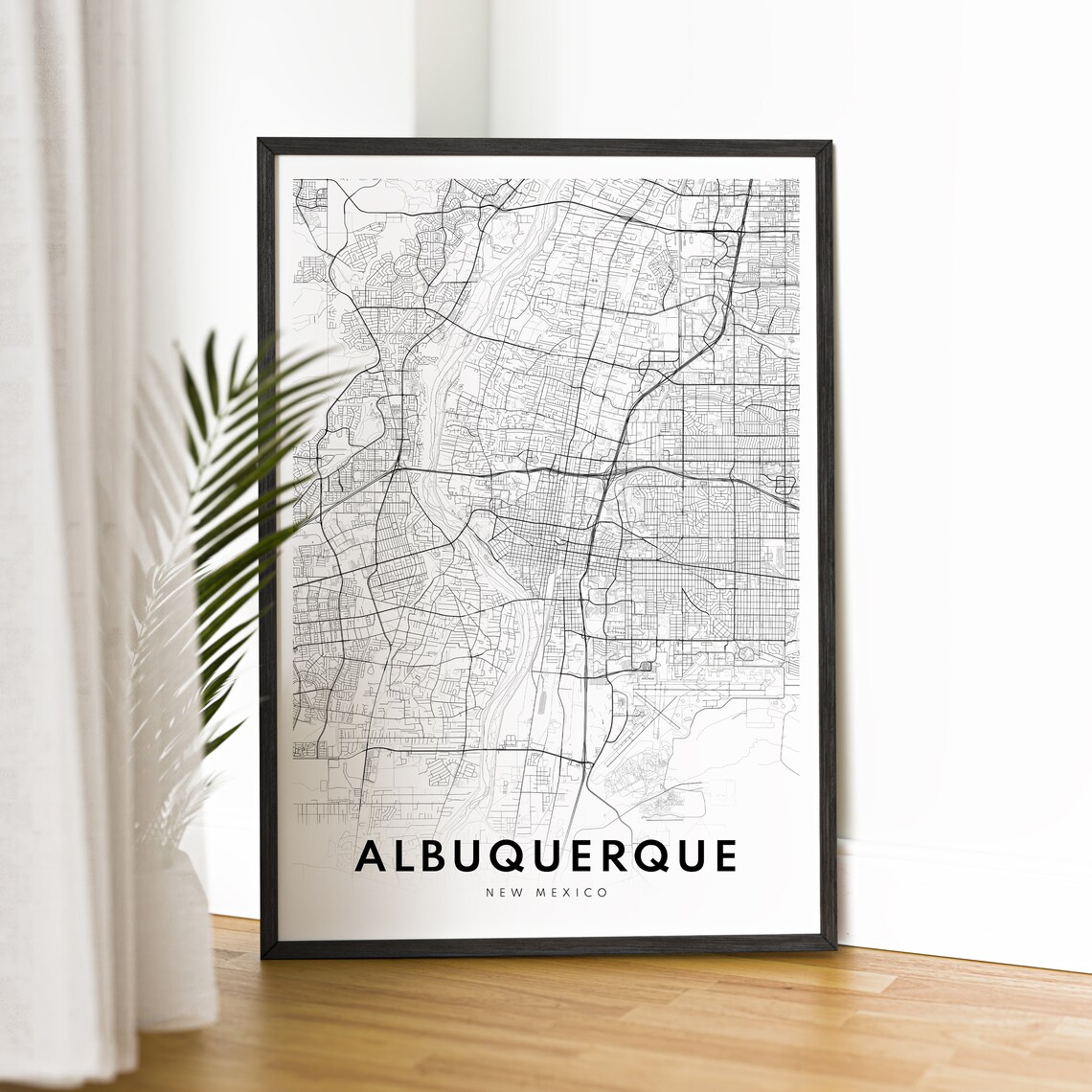 Albuquerque New Mexico Minimalist Black and White City Map Poster - Image 2