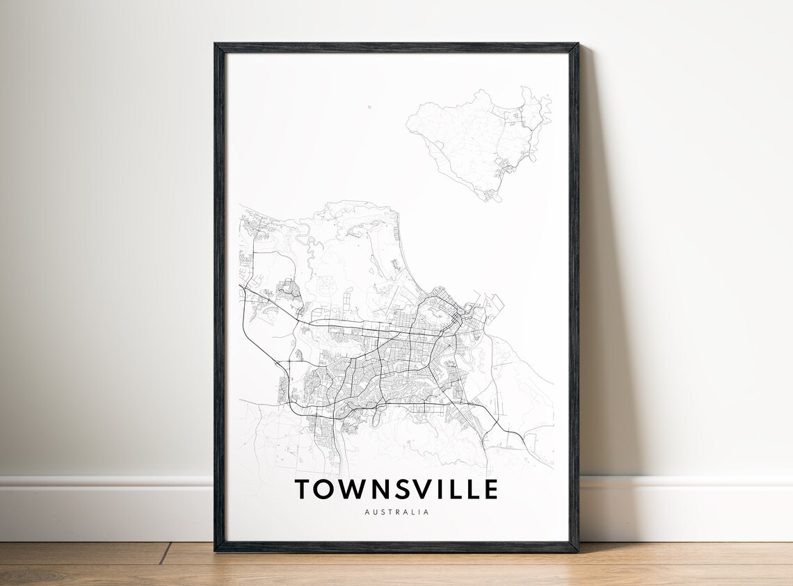 Townsville Australia City Map Street Plan Minimalist Wall Poster