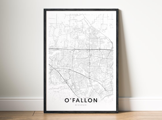 Ofallon Missouri Map Print Black And White City Poster Minimalist Wall Art