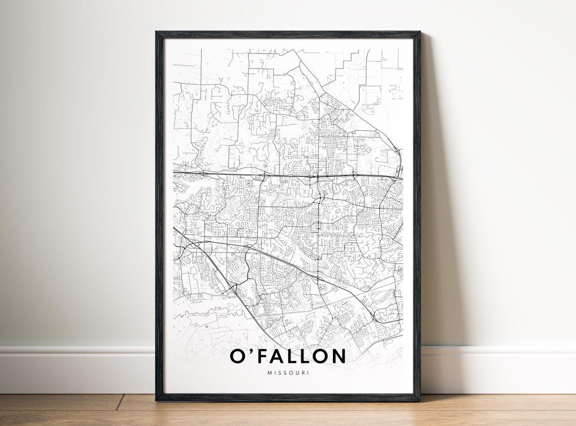 O'Fallon Missouri Black And White Minimalist City Map Poster