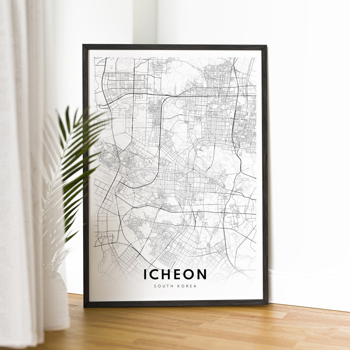 Icheon South Korea Minimalist Black and White City Map Poster - Image 2
