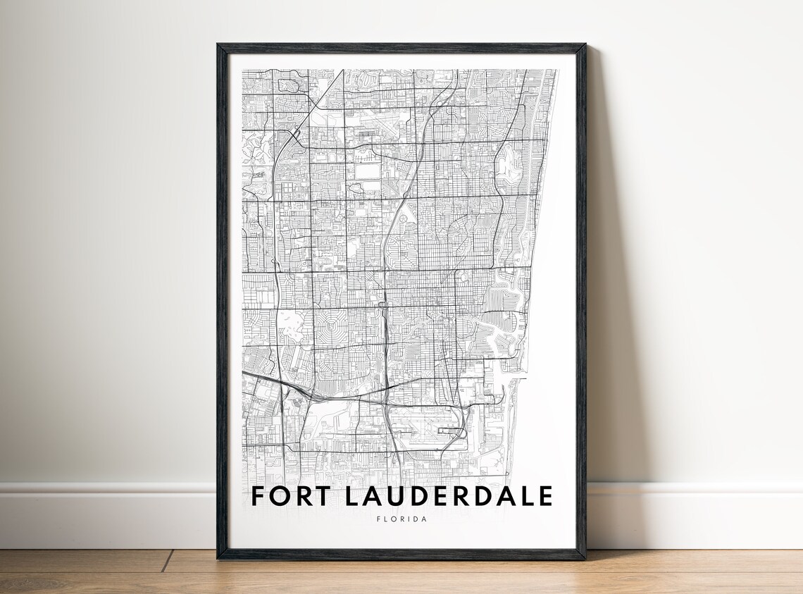 Fort Lauderdale Map Print, Black And White Sketch - Image 5