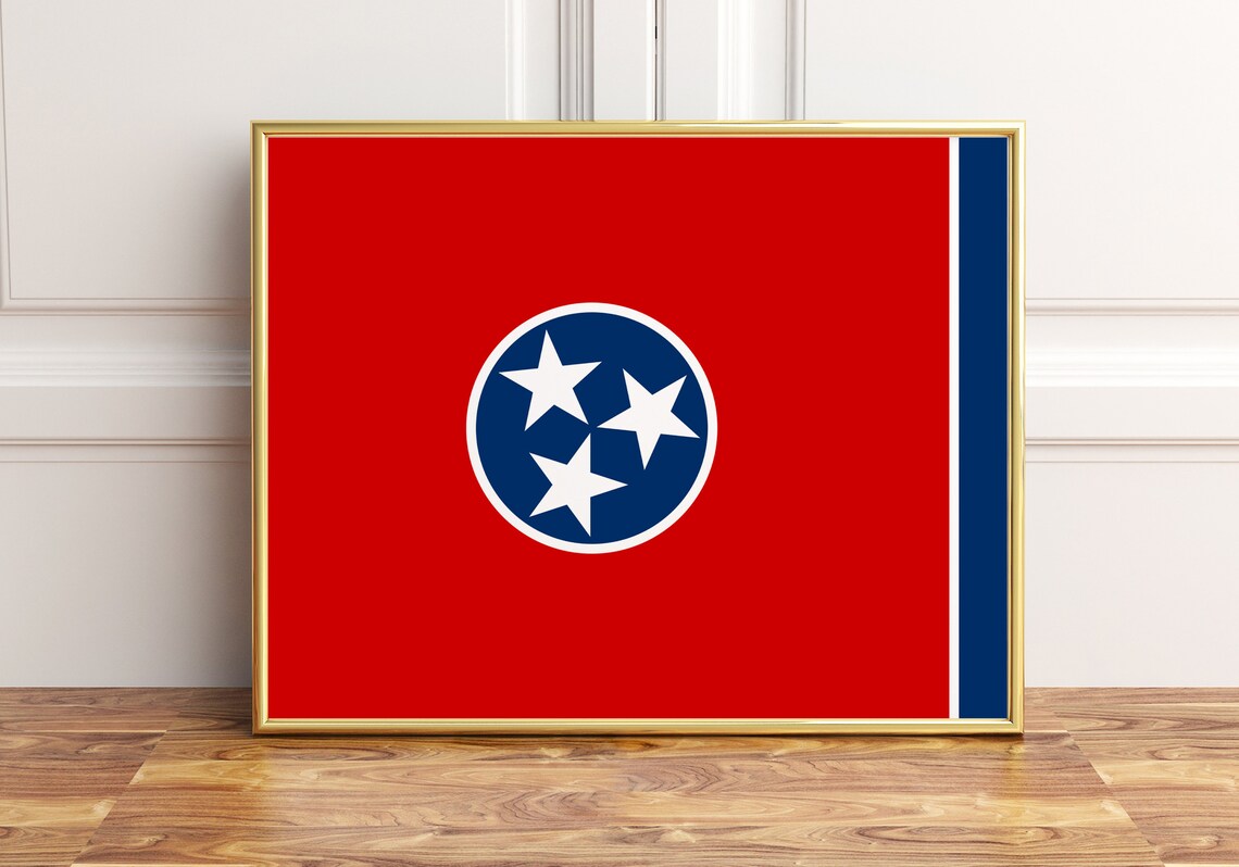 Tennessee State Flag Travel Poster, Patriotic Decor