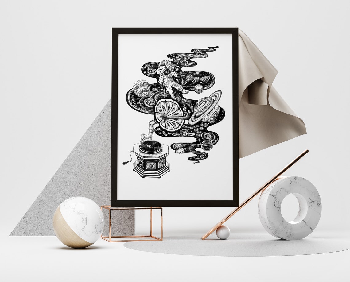 Instant JPG Music Poster, Black and White Vintage