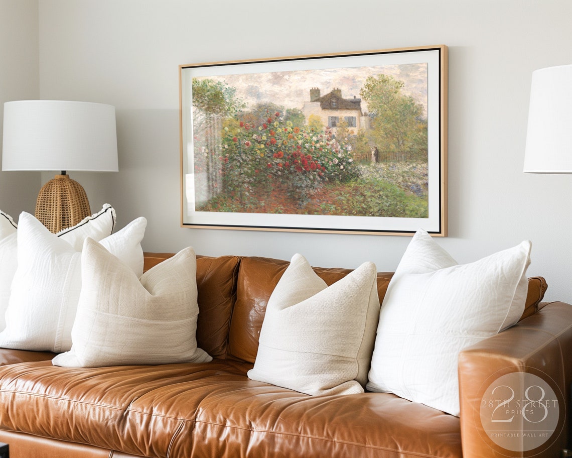 Vintage Cottage Oil Painting Summer Garden Art Vintage Rose Garden Wall Art Artists Garden 28th Street Prints - Image 3