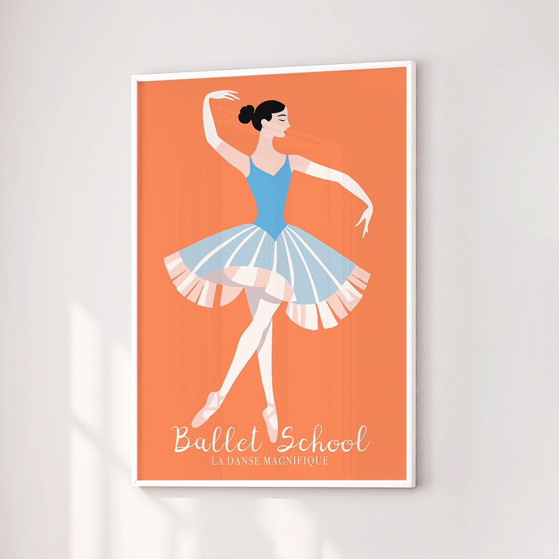 Ballet School La Danse Magnifique Ballerina Coral Orange Poster