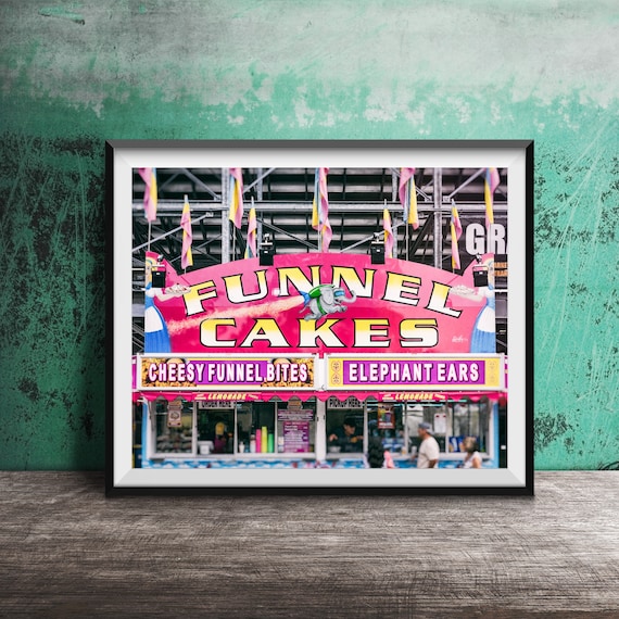 Funnel Cakes Pink Carnival Stand Elephant Ears Fair Food Poster