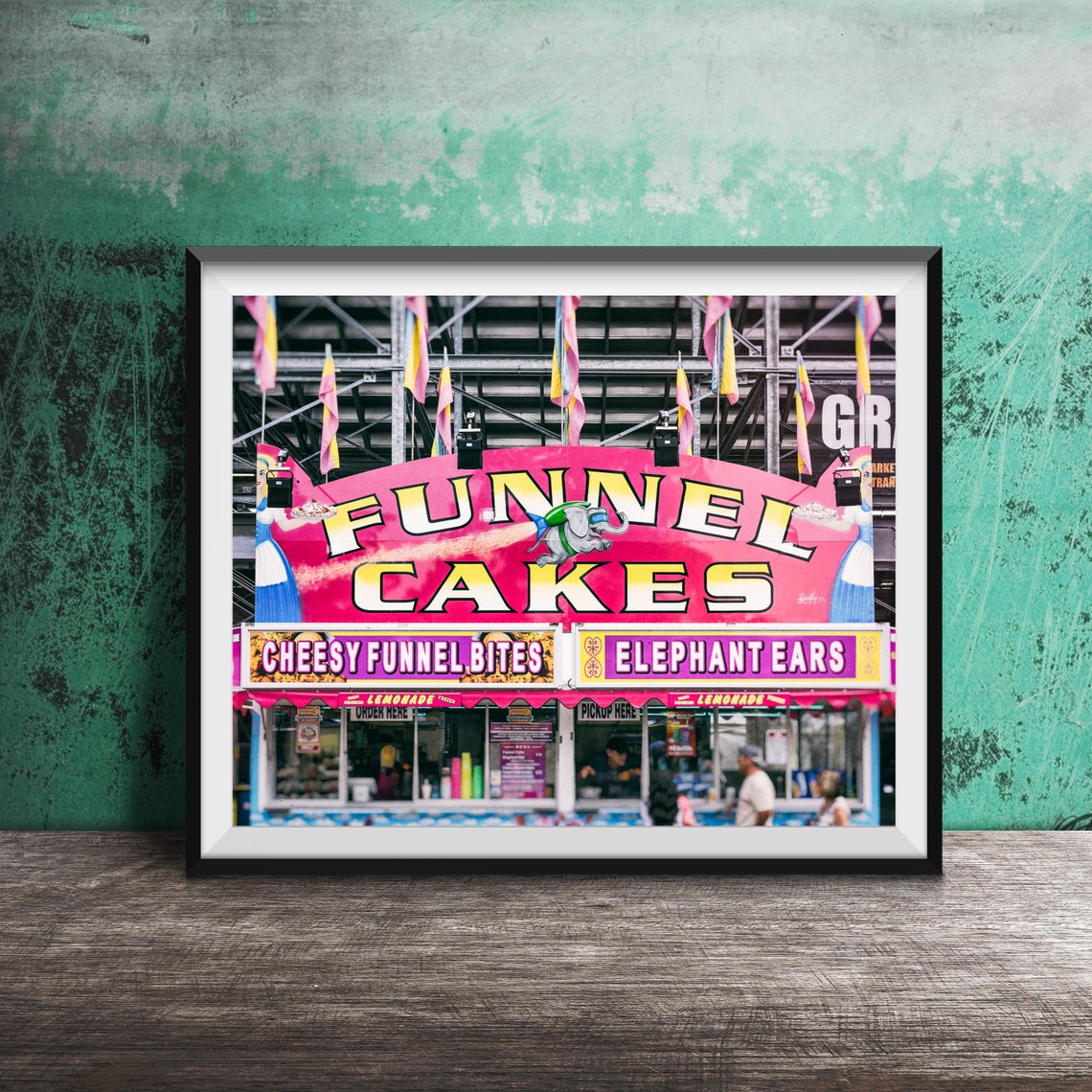 Funnel Cakes Pink Carnival Stand Elephant Ears Fair Food Poster