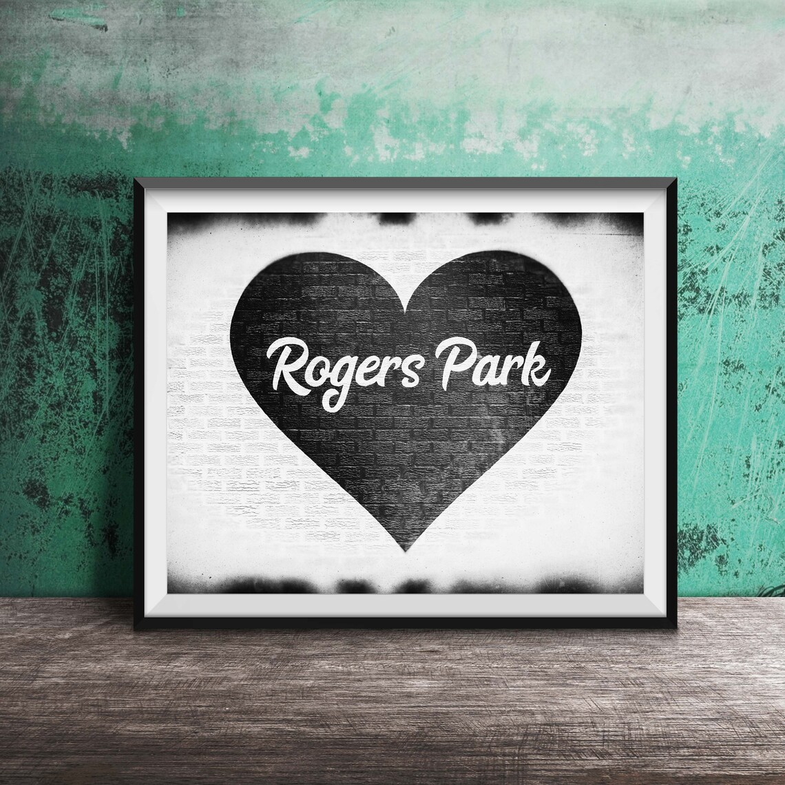 Rogers Park Red Heart Brick Wall Street Art Chicago Photo Poster - Image 2