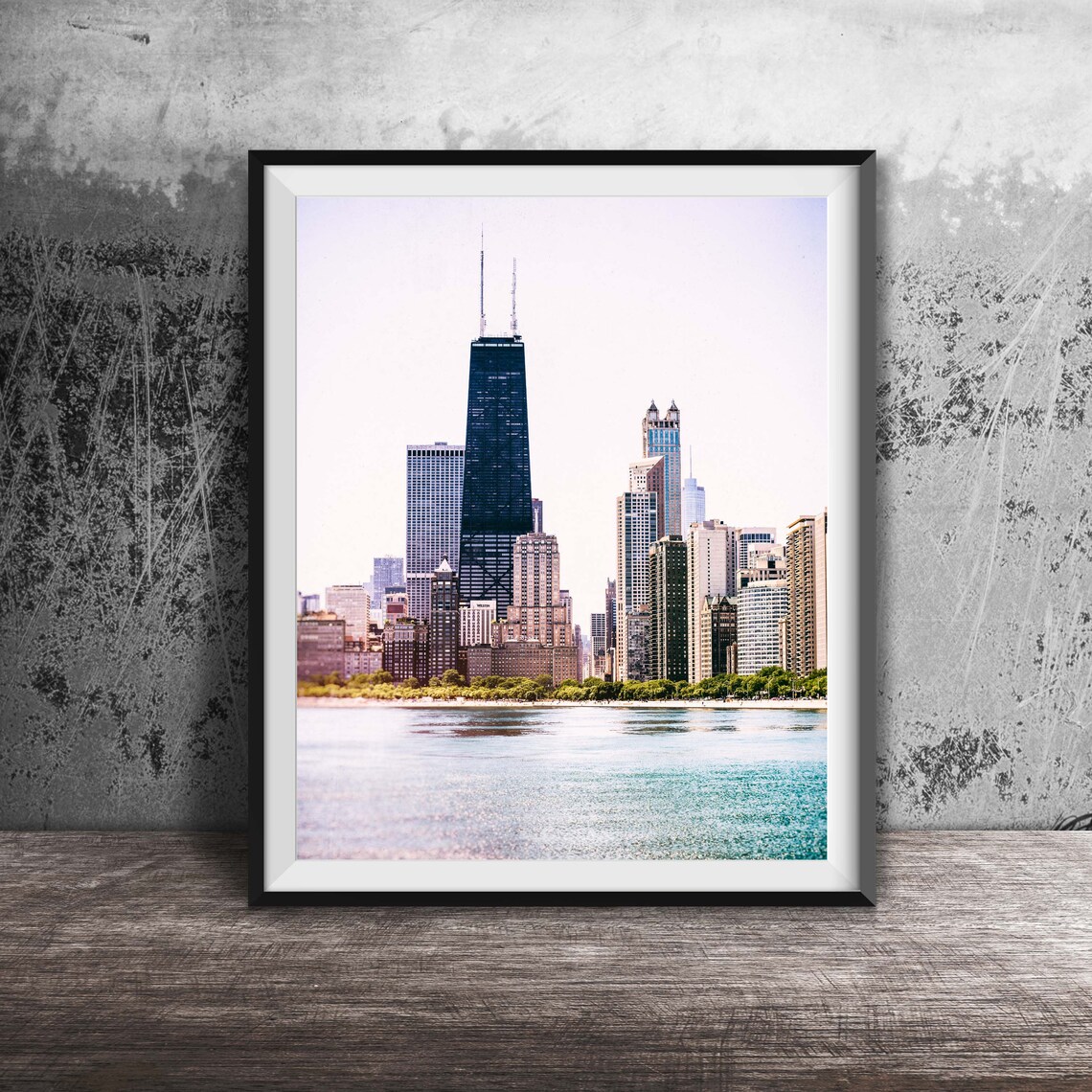 Chicago Skyline John Hancock Center Lakefront Photography Poster