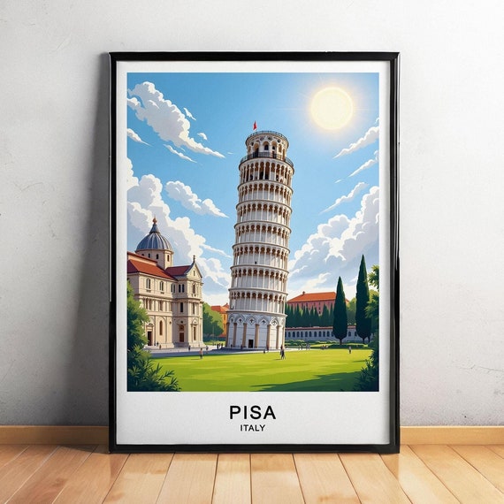 Pisa Italy Travel Poster Leaning Tower Piazza Dei Miracoli And Historic Charm Wall Art Poster For Gift