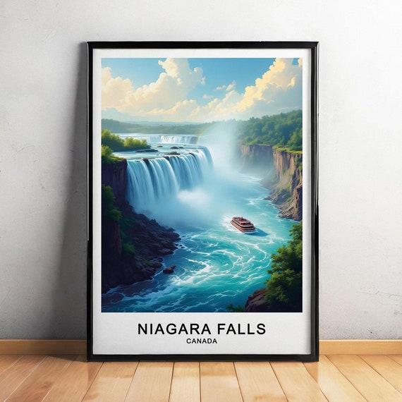 Niagara Falls Canada Travel Poster Majestic Waterfalls Scenic Landscape Wall Art Travel Poster