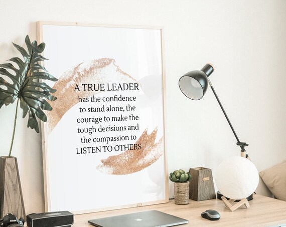 A True Leader Confidence Courage Compassion Rose Gold Brushstroke Poster