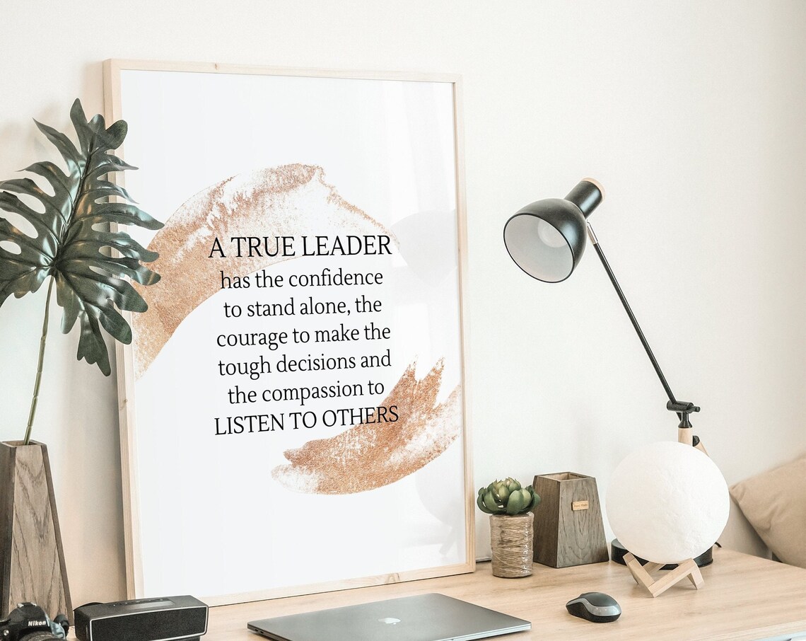 A True Leader Confidence Courage Compassion Rose Gold Brushstroke Poster