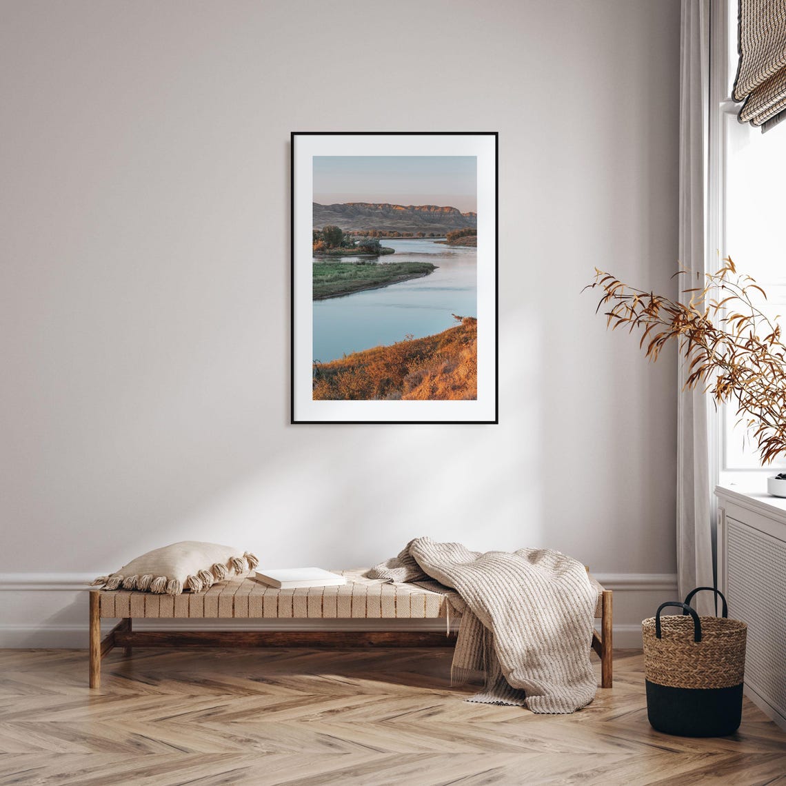 Missouri River Valley Bluffs Winding at Golden Hour Landscape Poster - Image 2
