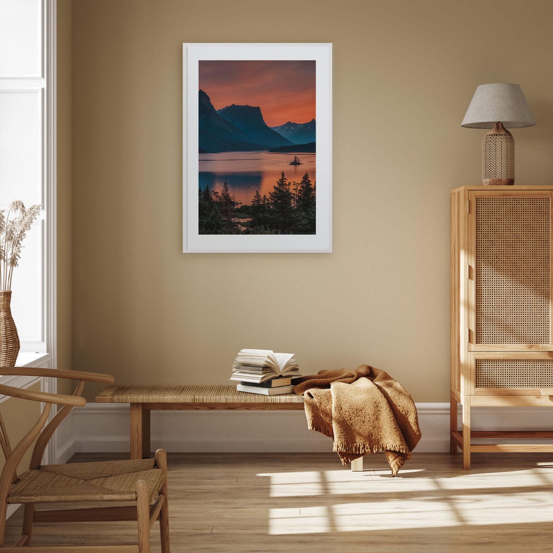 Glacier National Park Sunset Over a Mountain Lake Scenic Print - Image 3
