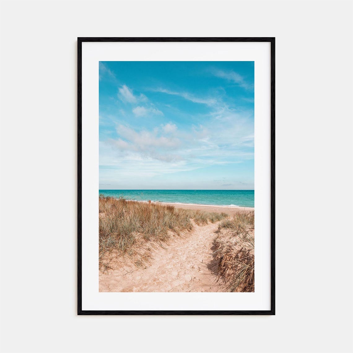 Indiana Scenic Sandy Dune Path to Turquoise Lake Water Print