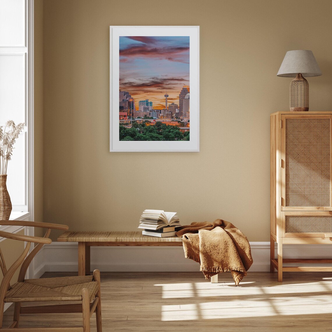 San Antonio Skyline at Sunset with Tower of the Americas Glowing Print - Image 3