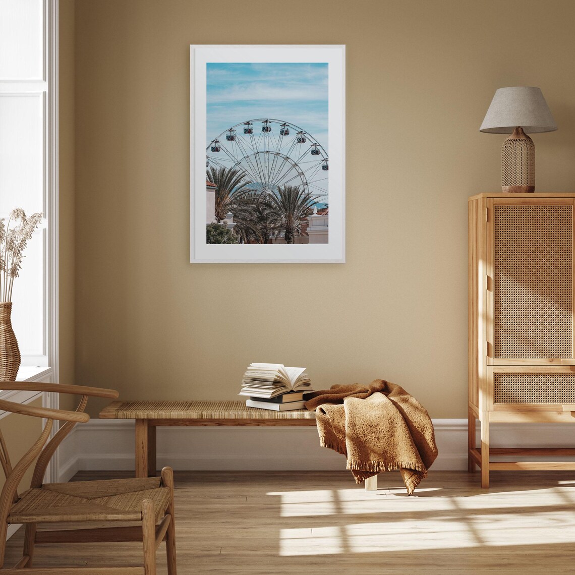 Irvine California Ferris Wheel Photo Palm Trees Clear Blue Sky Poster - Image 3