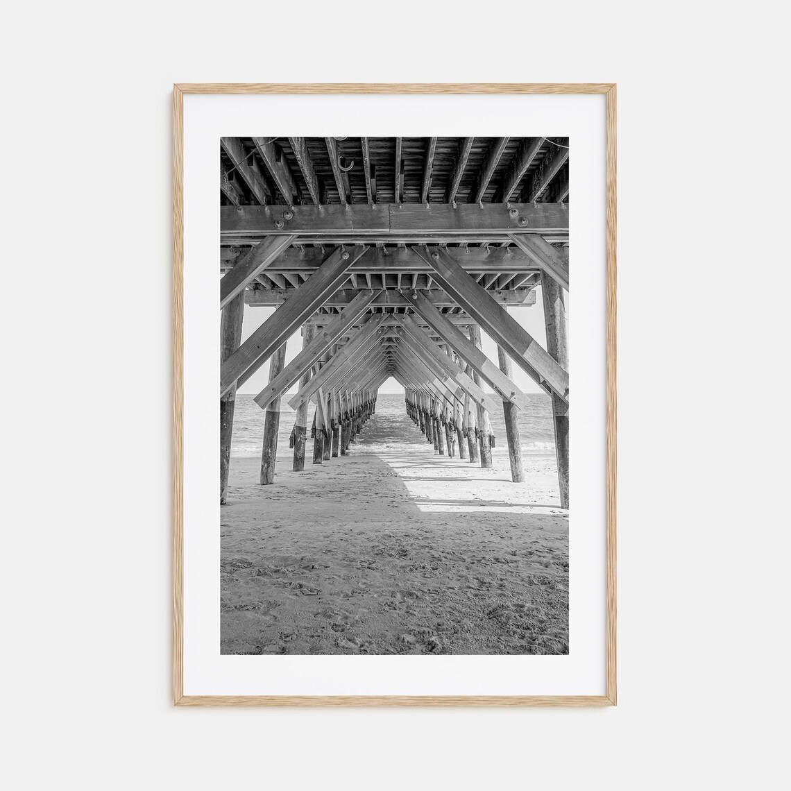 Wrightsville Beach Black And White Travel Poster