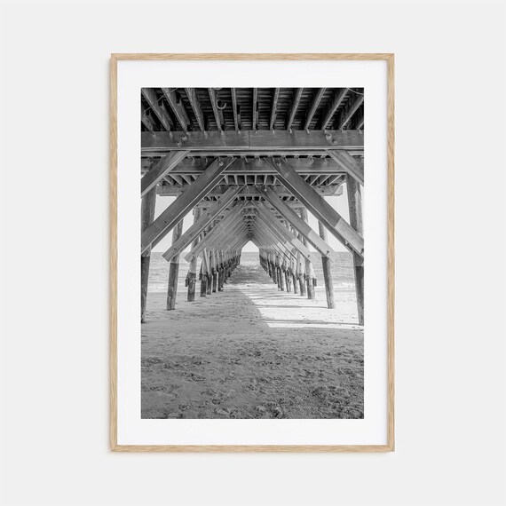 Wrightsville Beach Black And White Travel Poster
