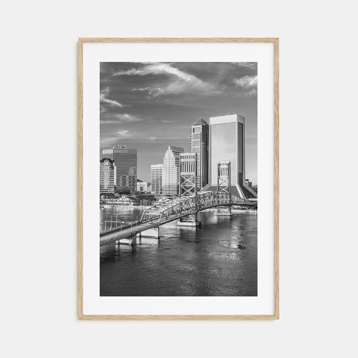 Jacksonville Black And White Travel Poster Print