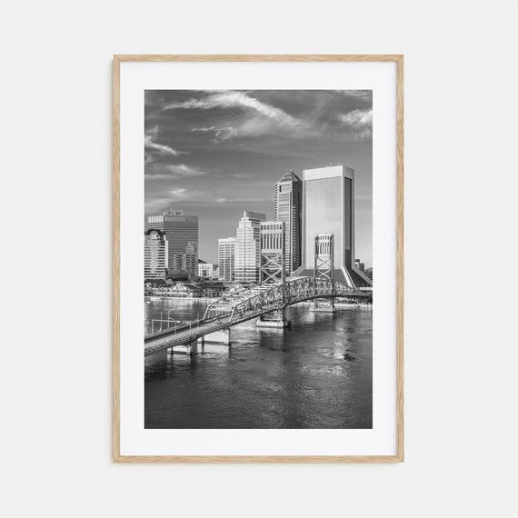 Jacksonville Black And White Travel Poster Print
