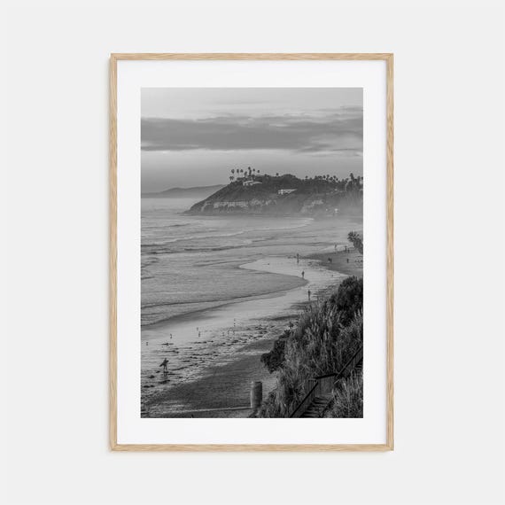 Encinitas Black and White Travel Poster Print