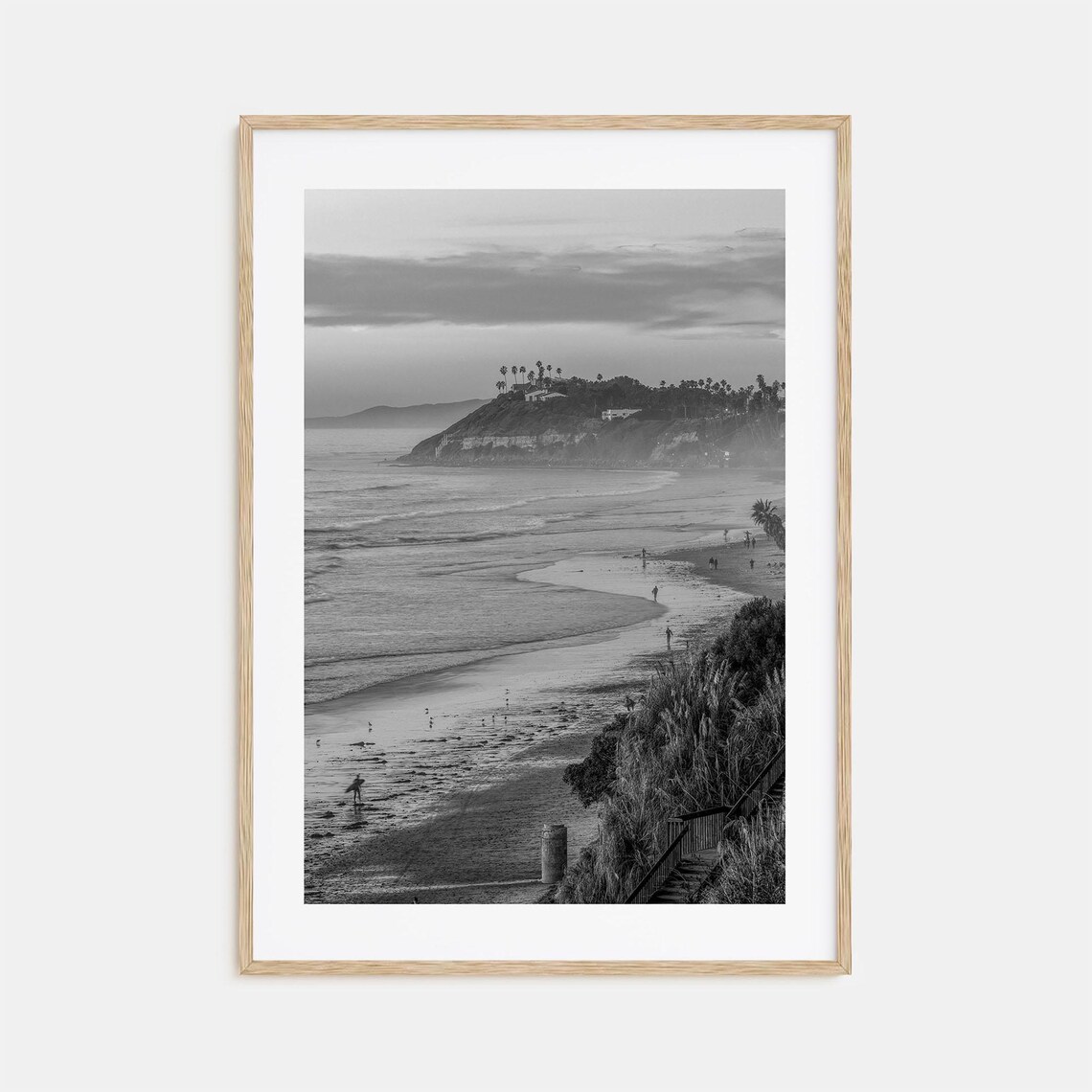 Encinitas Black and White Travel Poster Print
