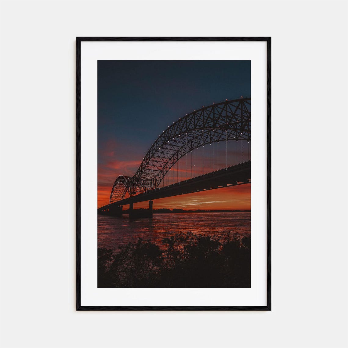 Memphis Arch Bridge Sunset River Silhouette Tennessee Poster