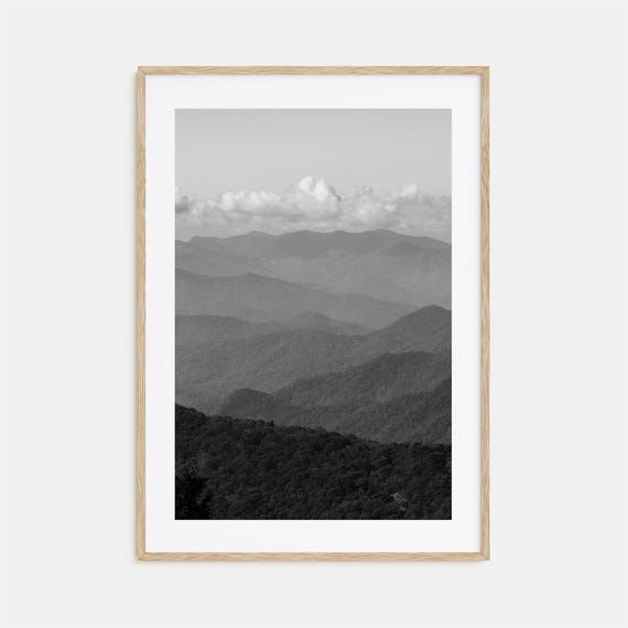 Blue Ridge Mountains Black And White Travel Poster