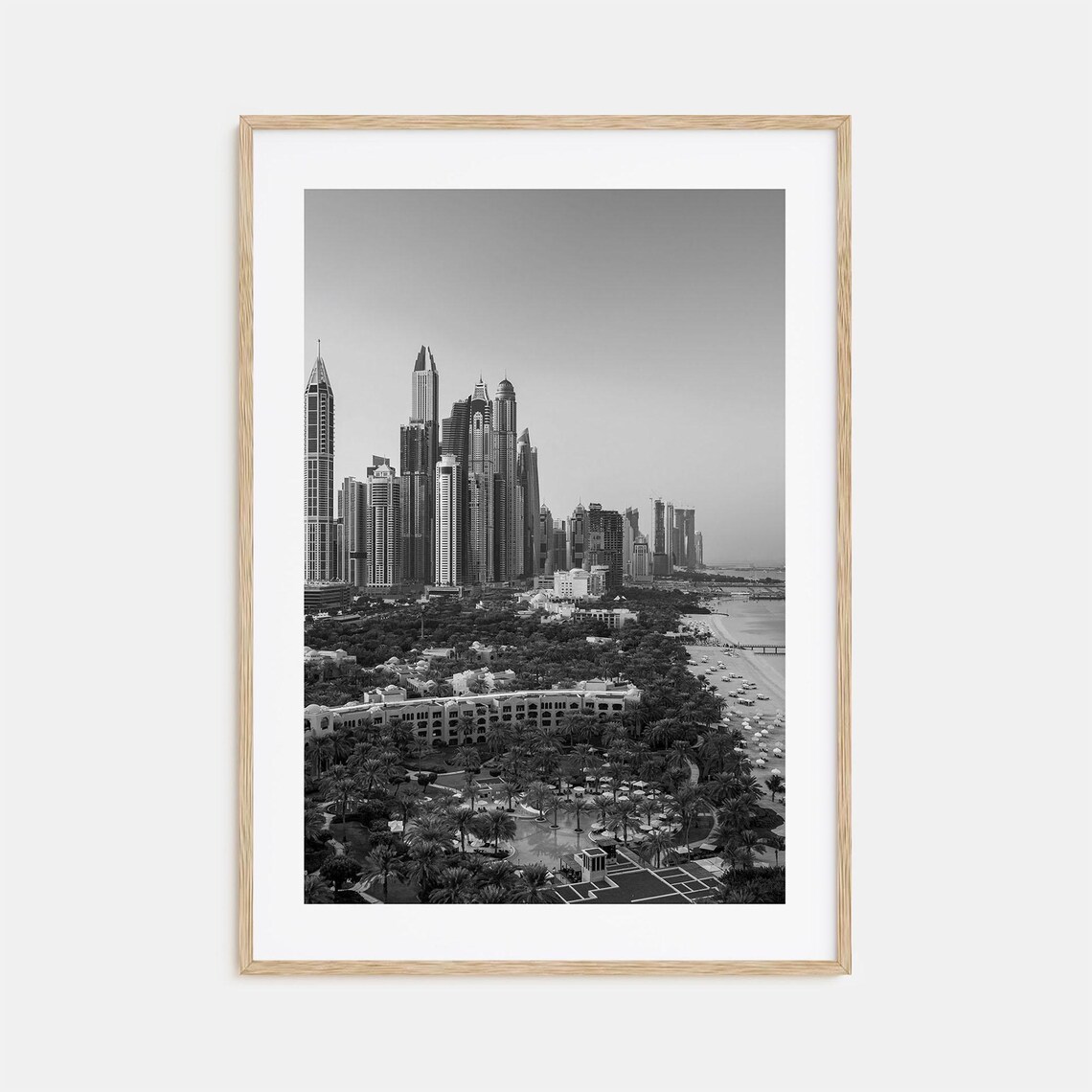 Dubai No 1 UAE Black And White Marina Skyline And Beach Poster