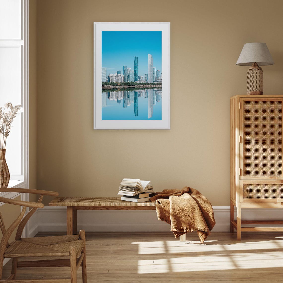 Guangzhou Modern Skyline Mirrored in Still Water Daytime Print - Image 3