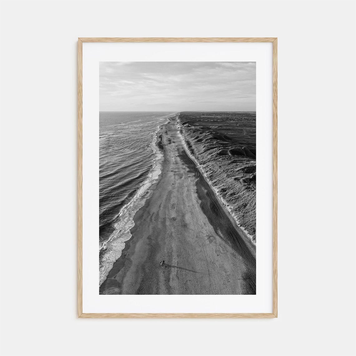 Denmark Black And White Aerial Long Beach And Dunes Coast Poster