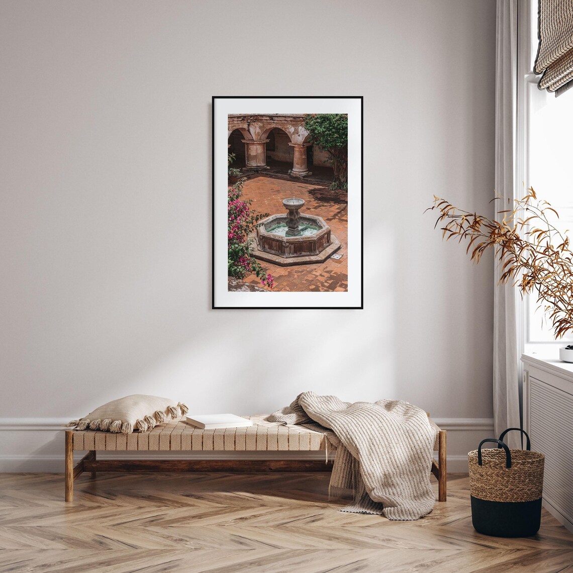 Antigua Guatemala Colonial Courtyard Stone Fountain Photo Art Poster - Image 2