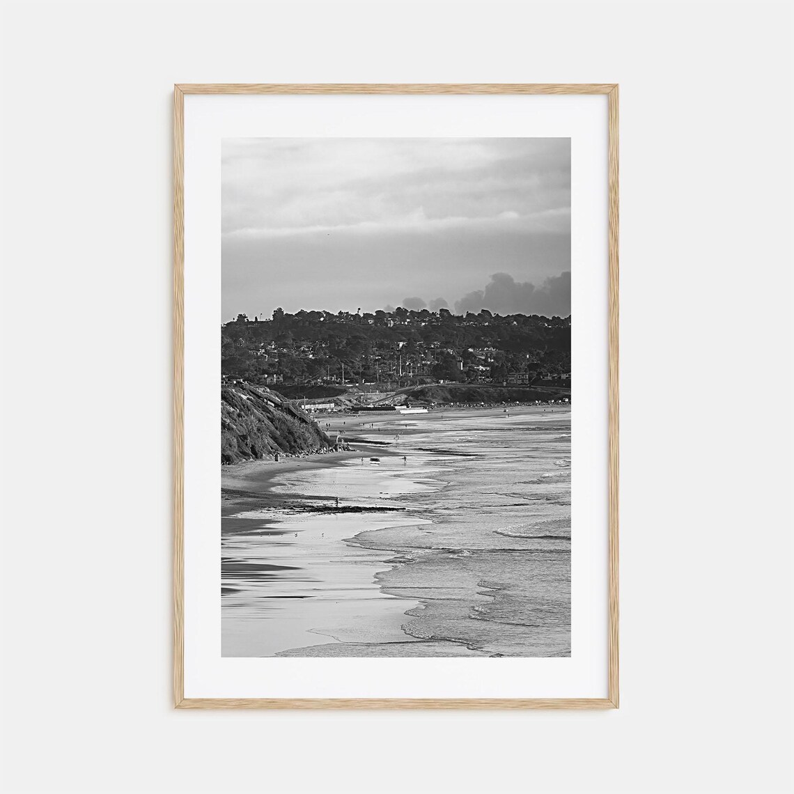 Solana Beach California Wide Shoreline Coastal Town Black White Poster