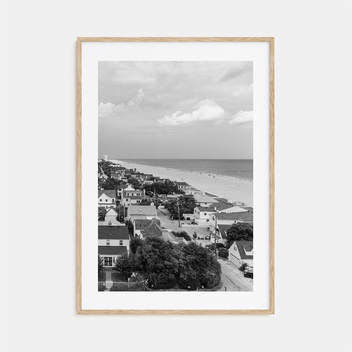 Virginia Beach Town Cottages Shore Black And White Coastal Poster