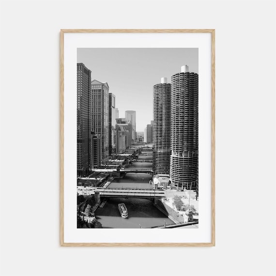 Chicago Black and White Travel Poster Print