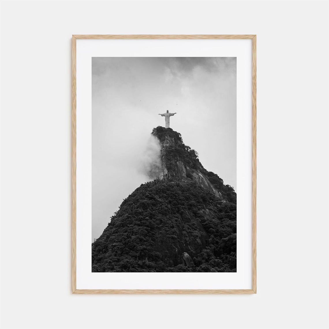 Christ The Redeemer Corcovado Mist Black And White Rio Poster