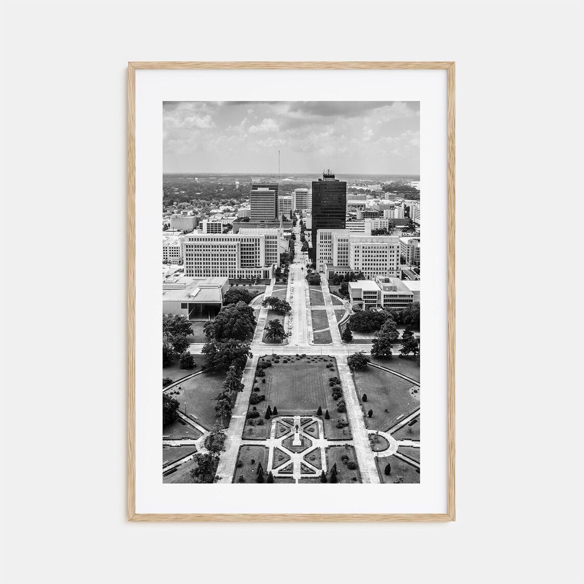 Baton Rouge Louisiana Gardens Aerial Black and White Photo Poster