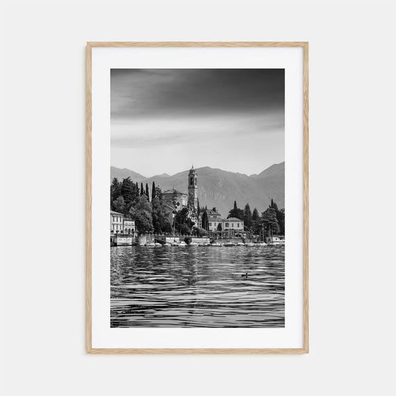 Como Lake Black And White Travel Poster