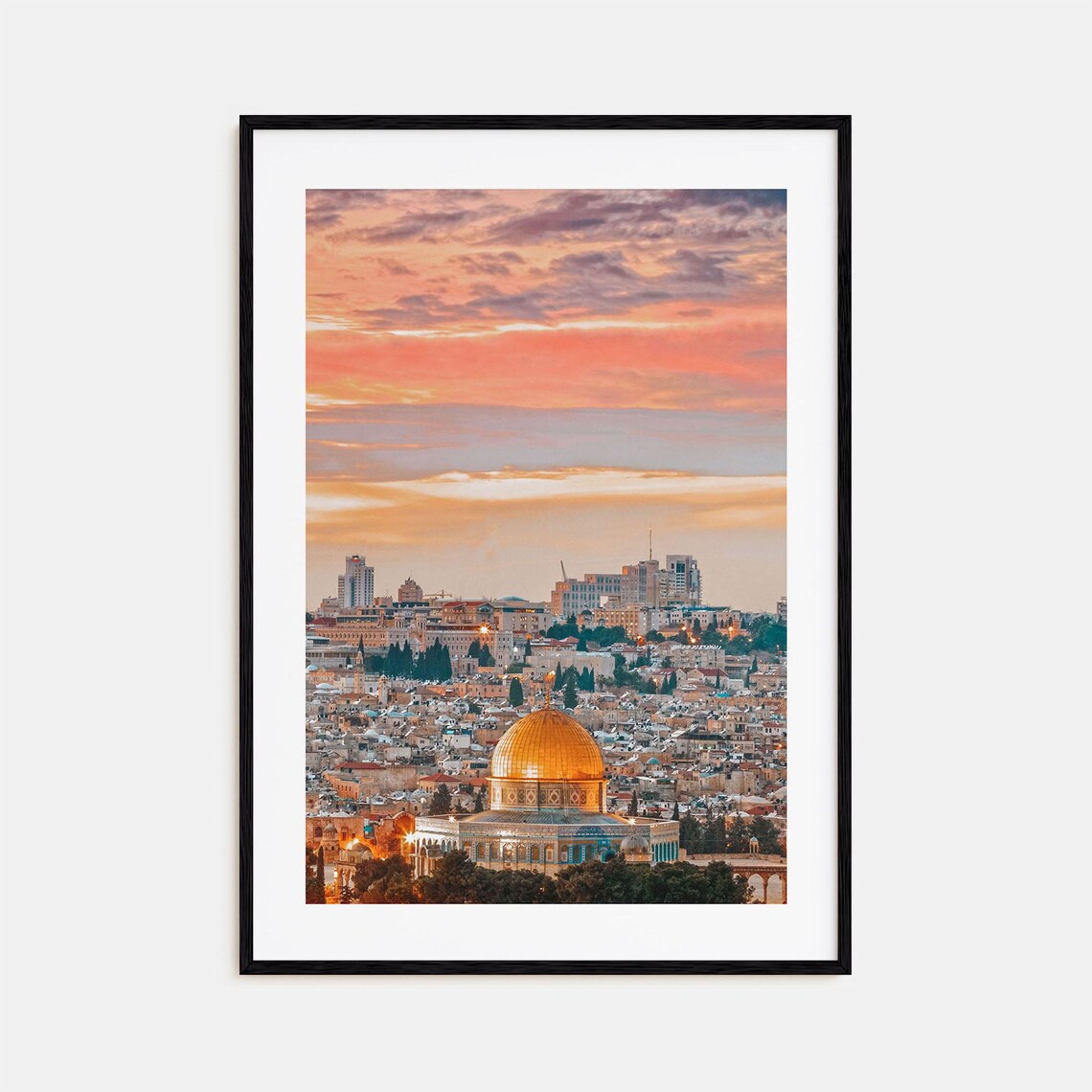 Jerusalem Colorful Travel Poster, City Map Print