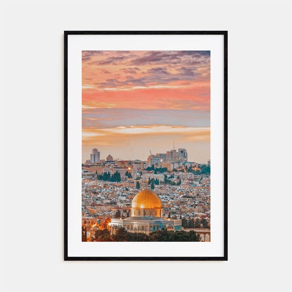 Jerusalem Colorful Travel Poster, City Map Print