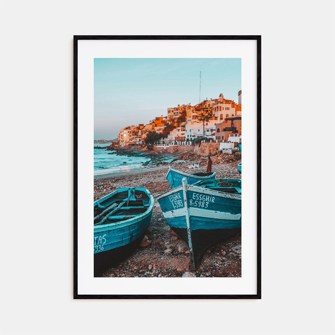 Taghazout Morocco Blue Fishing Boats Beach Village Photo Poster
