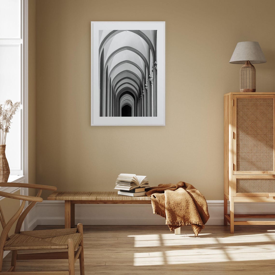 Gothic Arch Corridor Repeating Pointed Arches Architecture Poster - Image 3