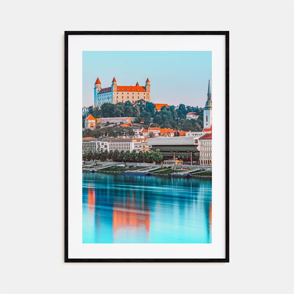 Bratislava Castle Danube River Sunset Colorful Photography Poster