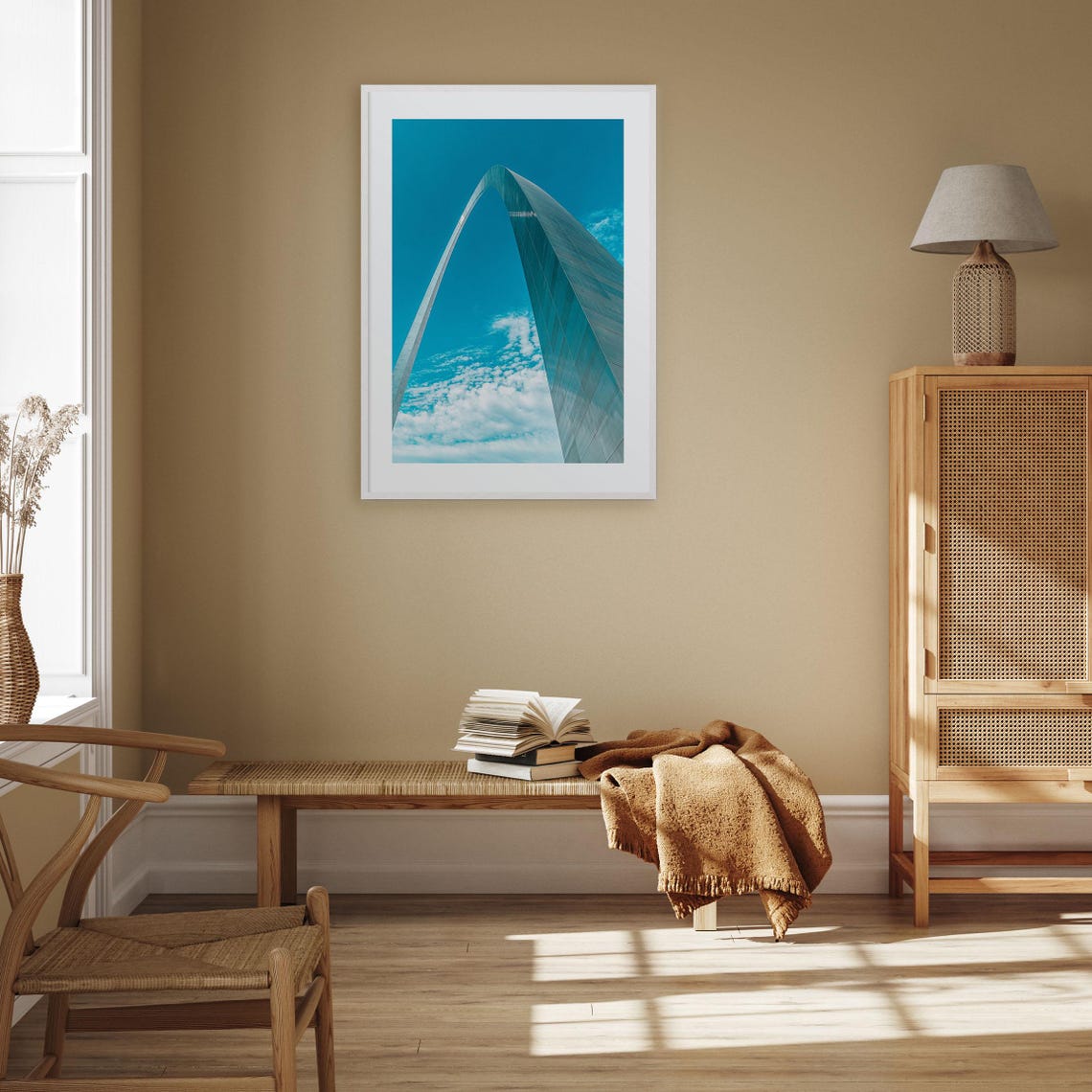 St Louis Gateway Arch From Below Against Bright Blue Sky Poster - Image 2